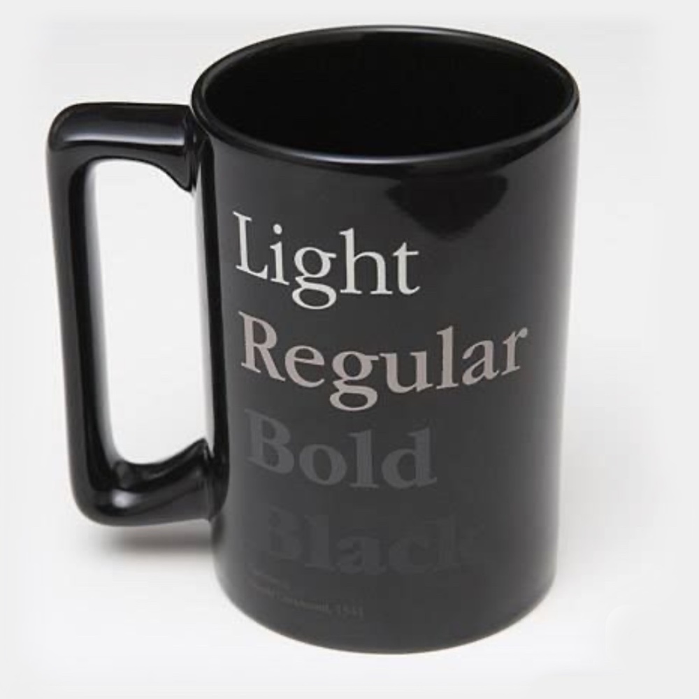 Garamond (font) Mug - Light-Regular-Bold-Black -- from Veer